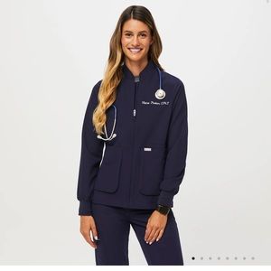 NWT FIGS Navy Sebina Scrub Jacket